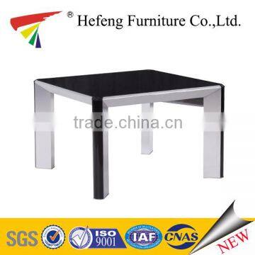 black tempered glass luxury coffee table /End table with aluminum legs