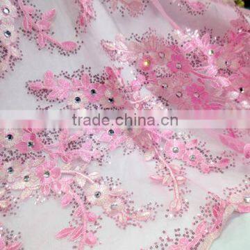 best sell pink african franch lace with sequin