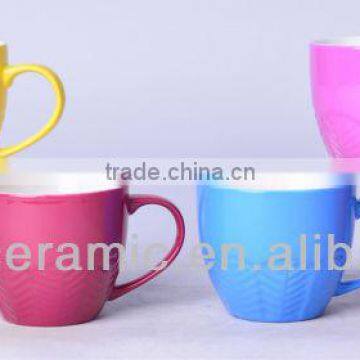 Glory Color glazed New bone china Embossed Coffee mugs