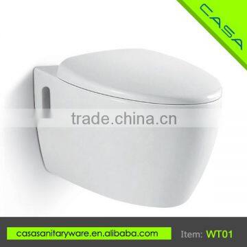 China supplier wall-hung water saving white P-trap ceramic toilet bowl for elder