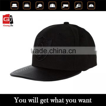 Applique black fashion fitted custom 6 panel high quality hat for men wholesale