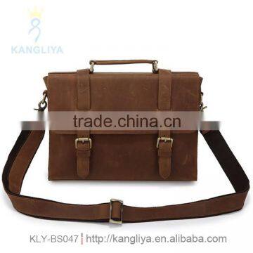 2016 New Design Vintage Genuine Leather Men's Business Bags Holding Laptop Documents Other Things New Arrival Bag Light Coffee