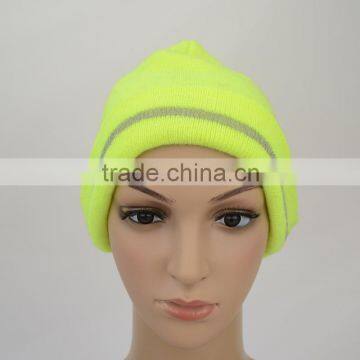 Fluorescent yellow beanie winter hat