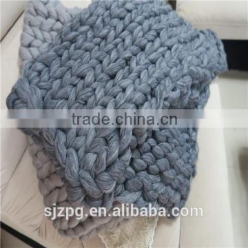 Super chunky knitted wool blanket grey color Merino Wool Blanket                        
                                                                                Supplier's Choice