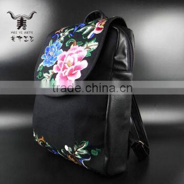 Fashion PU Peony Embroidery Design Packpack for Women