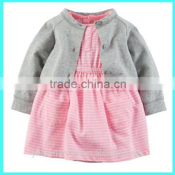 Wholesale outfit baby 2pcs Dress & Cardigan Set 2-piece bodysuit dress set,baby 2pcs set