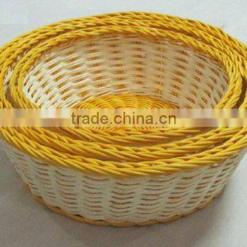 weaving craft basket-rattan material- set3 in Na & Yellow