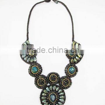 Agate Stone with Natural stones Wax cotton thread with mixed natural stone, Stone necklace WT44