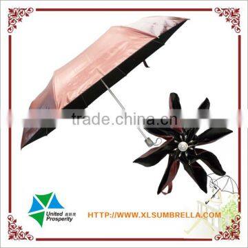 21" full color coated fabric transparent plastic handle folding umbrella