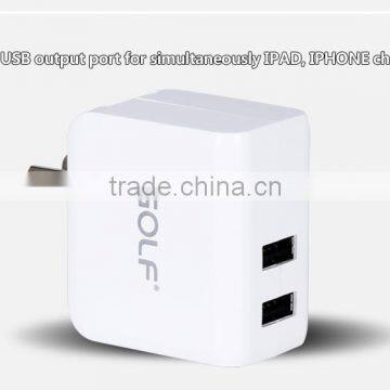 GOLF Factory Good Quality Travel Charger 5v 2.1a/1a Portable Usb Charger