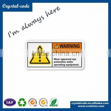 Various materials self adhesive warning stickers labels