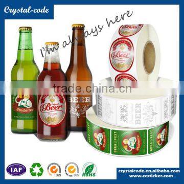 High quality paper custom printed self adhesive removable double side glass bottle label