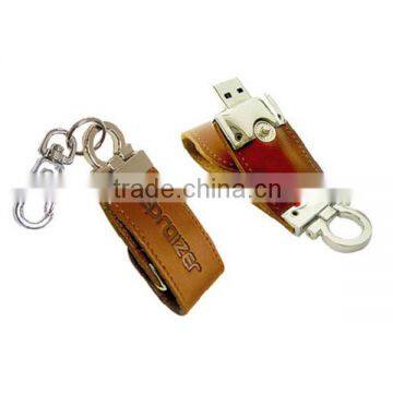 Gift leather usb drive with stam logo 64GB