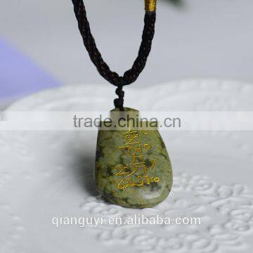 Stone material OEM word stone engraved pocket stones for necklace Om mani padme hum stone necklace for women men