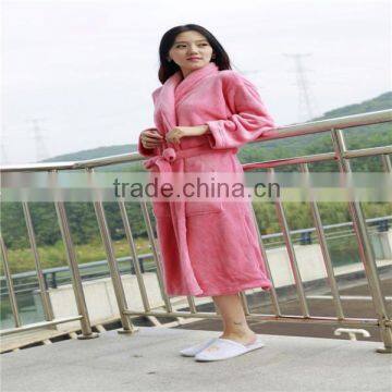 Red Color Coral Fleece Bathrobe Warm Cheap Pajamas Microfiber Robes