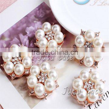Shiny Beaded Pearl Rhinestone - Hair Accessories Chiffon Flower Decoration Botton photo-2