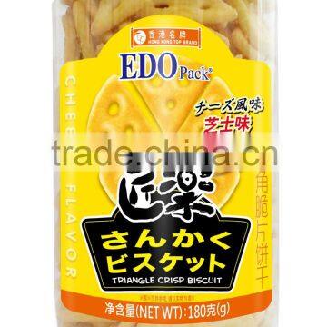 leisure snacks!! EDO PACK 180g Triangle crisp biscuit(cheese flavour)