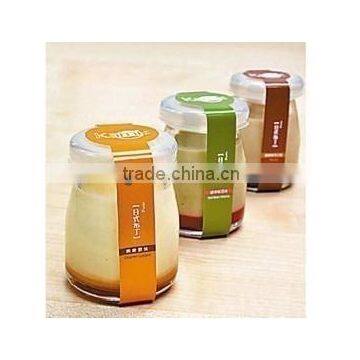 small food grade yogurt /pudding glass bottle with thicken plastic cap