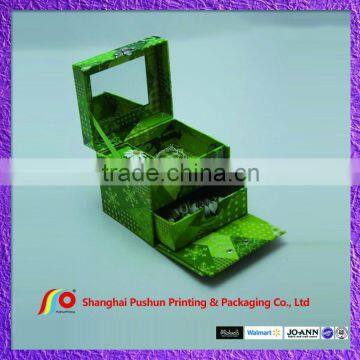 Paper Jewelry Box With Insert Mirror Extra Inner Layer and Extra Drawer
