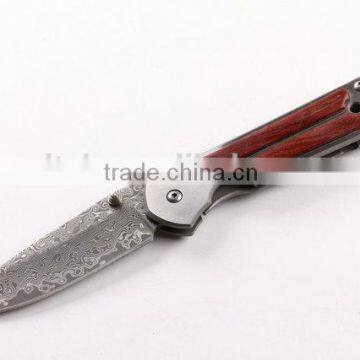 OEM Combat Knife Application and Wood Handle Material Damascus Folding Knife