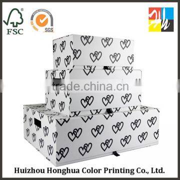 Valentines Day Storage Box with Handle Paper Box Foldable Gift Box Cardboard Packaging Box Collection Box