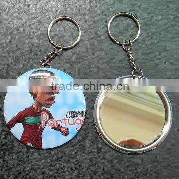 Hot sale - tinplate pocket mirror keychain. metal makeup mirror keyring