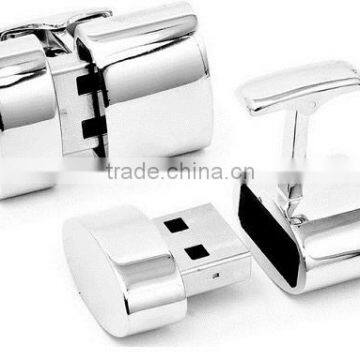 Custom logo Cufflinks usb silver golden gun metal with Velvet gift box packing