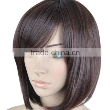 Lady Fashion Short Brown Straight Women Bob Wig Cosplay Party Wig N500