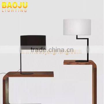 Fabric shade modern bedside lamps with metal base