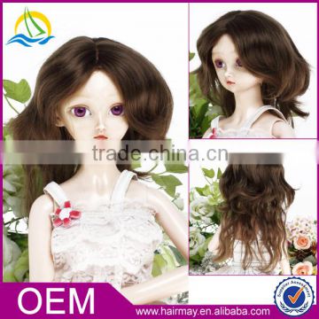 Best quality factory price bjd wig synthetic long curl cheap doll wig