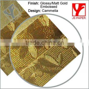 Factory supply embossed metallic gold paper