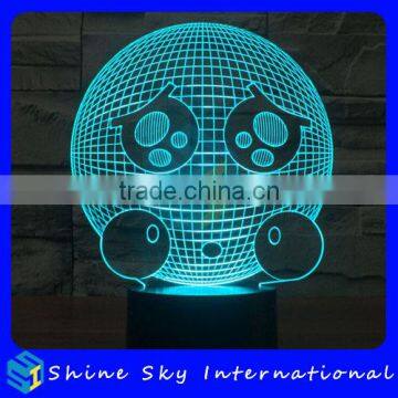 Acrylic 3D QQ Sad Expression LED Night Light Creative Stereoscopic 7 Colors Flashing Touch LED Bedside Lamp Christams Gift Light