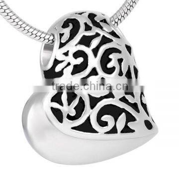 SRP8234 Leading China Wholesale Memorial Keepsake Jewelry Enamel Curved Heart Stainless Steel Cremation Urn Pendant