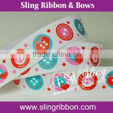 5/8" Love and Kiss Printed Grosgrain Ribbon