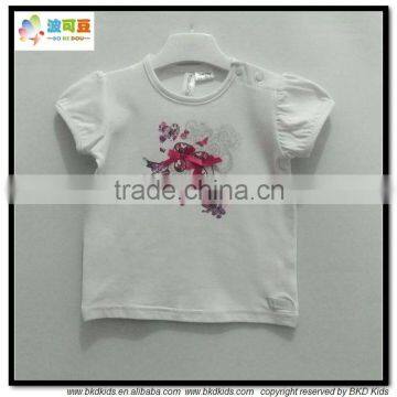 BKD cotton blank white baby girl t-shirts