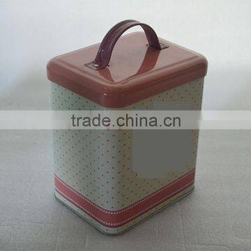 empty retangular milk candy tin can/Retangular Metal tin box/elegant retangular milk powder can/square handle tea coffee tin box