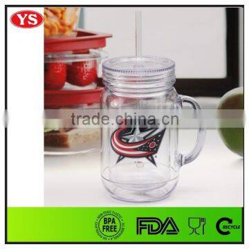 Wholesale 20oz Bpa Free as Double Wall Insulated Mason Jar Mug With Straw And Handle