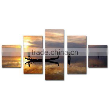 Creative seascape photo sunset and boat canvas printing