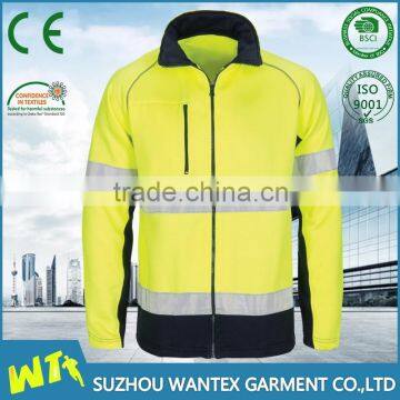 new two tone high visibility yellow polar fleece jacket with reflector