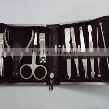 High Fashion Lady Brwon Leather Cosmetic Set