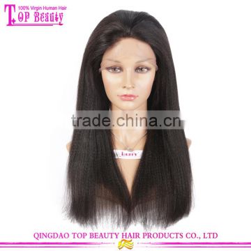 Best Selling Brazilian Straight Hair Natural Color 20 Inch Yaki Human Hair Silk Base Full Lace Wig