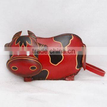 Handmade Leather Large Cow Coin Purse photo-5