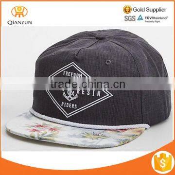 snapback hat with flower brim , floral printing snapback cap hat,flat brim snapback hat for girls