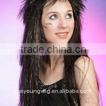 Wholesale cheap synthetic hair carnival tinsel cosplay wigs