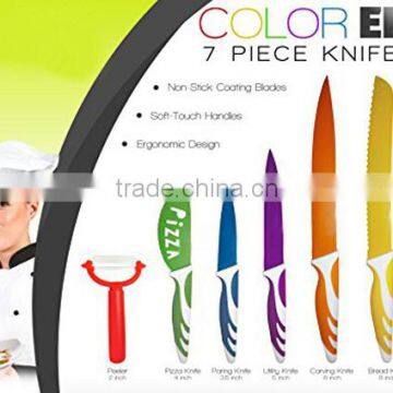 7 Piece Kitchen Knife Set - Color Coded Kitchen Knives With Soft-touch Handles photo-3
