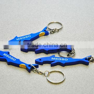 Fish shaped bottle opener with key ring