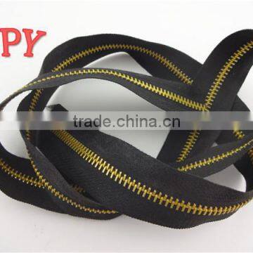 5# Aluminum Zipper Roll with Teeth Plated Brass Normal Teeth