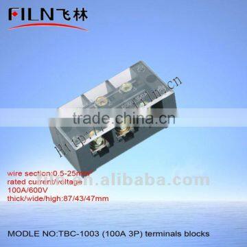 copper earthing bar TBC-1003 100A 3P terminal block