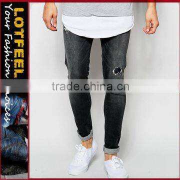 jeans pakistan Distressed denim man jeans pant with Rip Knee jeans bulk (LOTA075)