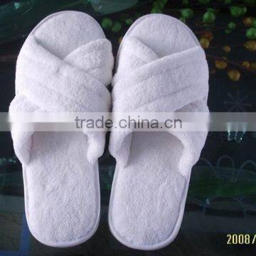 2014 Open toe hotel white terry towel slipper